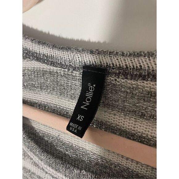 Nollie XS Striped Metallic Shimmery Long Sleeve Crop Top - Picture 2 of 3